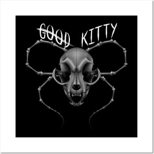 G̶o̶o̶d̶ Kitty Skull White Text Grey Posters and Art